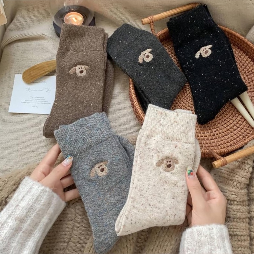 Cozy Bear Embroidered Socks Set 5 new pair